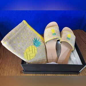 Talbots slides, size 9 M, pineapple design and wristlet.